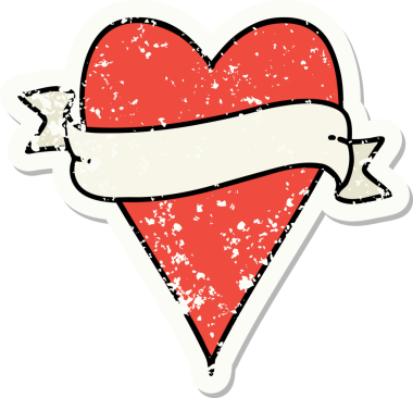 Bir insan tarafından çizilmiş geleneksel bir kalp ve bayrak stili dövmesi.