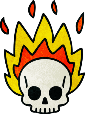 Bir insan tarafından çizilmiş tuhaf bir kafatası.