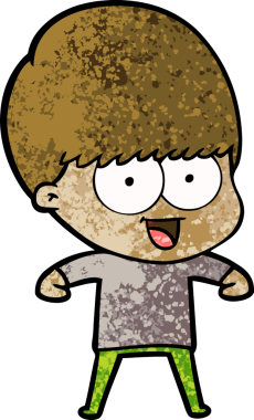 Bir insan tarafından çizilmiş mutlu çizgi film çocuğu.