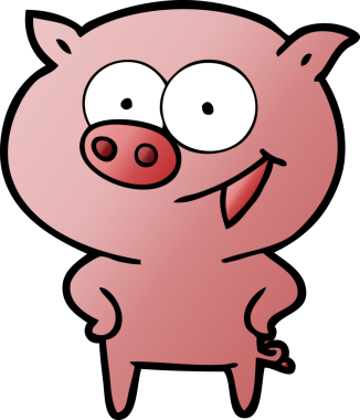 Bir insan tarafından çizilmiş neşeli domuz çizgi filmi.