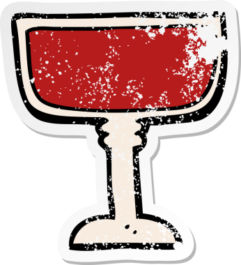 Bir insan tarafından çizilmiş şarap kadehinin sıkıntılı yapıştırması.