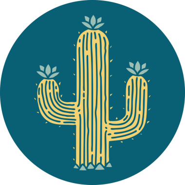 Bir insan tarafından çizilmiş bir kaktüsün ikonik dövme şekli.