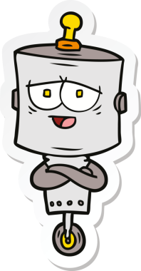 Bir insan tarafından çizilmiş robot karikatür çıkartması.