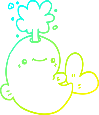 Bir insan tarafından çizilen su püskürten bir balinanın soğuk çizgi çizgisi.