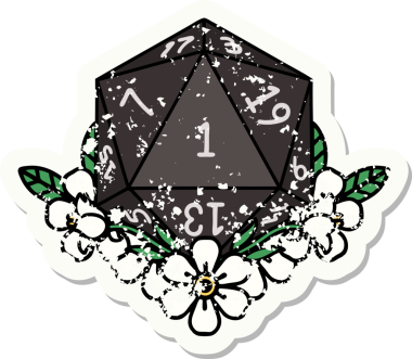 Doğal bir zarın grunge sticker 'ı bir insan tarafından çizilmiş çiçek elementleriyle yuvarlanıyor.