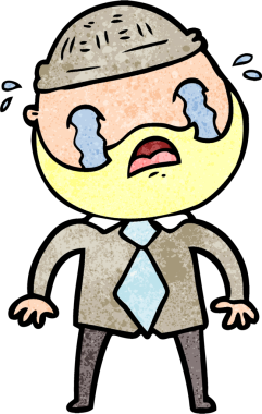 Çizgi film sakallı adam bir insan tarafından çizilmiş ağlıyor.