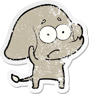 Bir insan tarafından çizilmiş belirsiz bir filin sıkıntılı çıkartması.