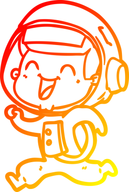 Bir insan tarafından çizilmiş mutlu bir astronotun sıcak çizgi çizimi