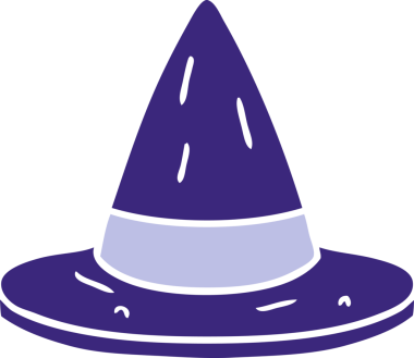 Bir insan tarafından çizilmiş bir cadı şapkası karalaması.