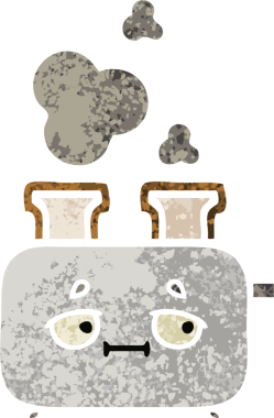 Bir insan tarafından çizilmiş bir tost makinesinin retro çizim stili karikatürü