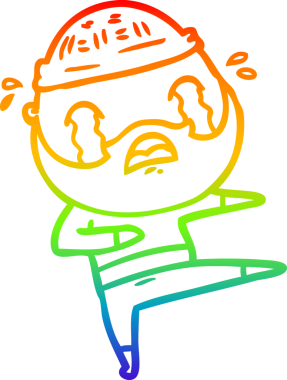 Gökkuşağı gradyan çizimi. Bir insan tarafından çizilmiş ağlayan sakallı bir dansçı.