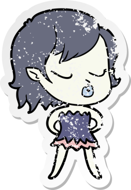 Bir insan tarafından çizilmiş şirin bir vampir kızın sıkıntılı çıkartması.