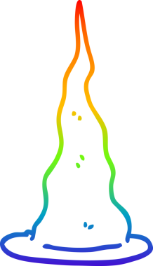 Gökkuşağı gradyan çizgi çizimi bir insan tarafından çizilmiş bir cadı şapkası