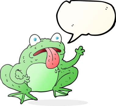 Bir insan tarafından çizilmiş serbest konuşma balonu karikatür kurbağası