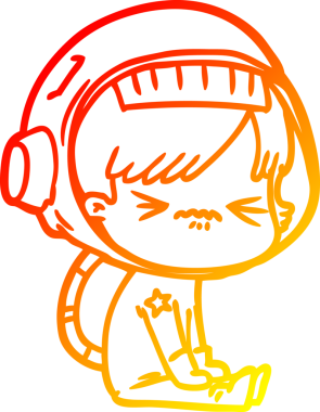 Bir insan tarafından çizilmiş kızgın bir uzay kızının sıcak çizgi çizimi