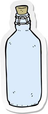 Bir insan tarafından çizilmiş geleneksel bir şişe karikatürü çıkartması.