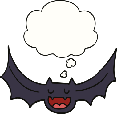 Düşünce baloncuklu bir yarasa insan tarafından çizilmiş.