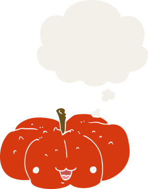 insan tarafından çizilmiş düşünce baloncuklu çizgi film balkabağı