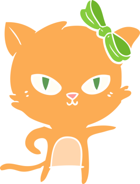 Sevimli düz renkli çizgi film kedisi bir insan tarafından çizilmiş.