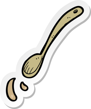 Bir insan tarafından çizilmiş karikatür kaşığının çıkartması.