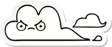 Bir insan tarafından çizilmiş şirin beyaz bulut etiketi.