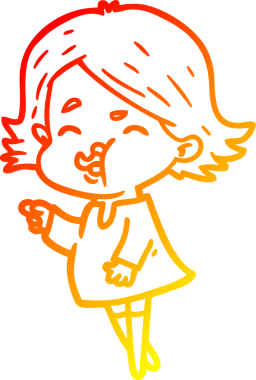 Bir insan tarafından çizilmiş bir çizgi film kızının sıcak çizgi çizimi.