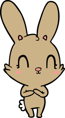 Bir insan tarafından çizilmiş şirin çizgi film tavşanı.