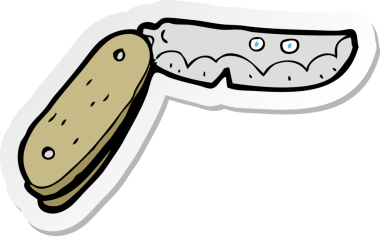 Bir insan tarafından çizilmiş bir çizgi film bıçağının çıkartması.