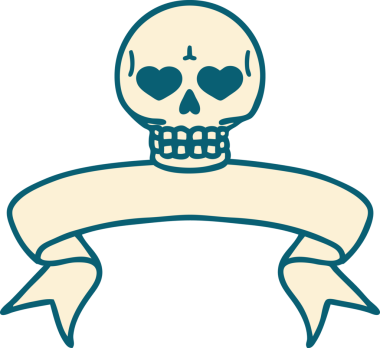 Bir insan tarafından çizilmiş geleneksel bir kafatası dövmesi.