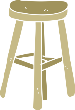 Bir insan tarafından çizilmiş taburenin düz renk çizimi