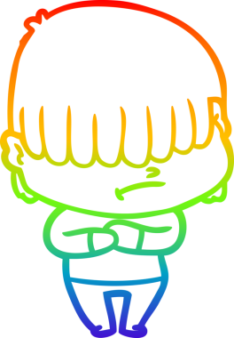 Bir insan tarafından çizilmiş dağınık saçlı bir çizgi film çocuğunun çizimi.