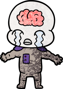 Bir insan tarafından çizilmiş koca beyinli bir uzaylı ağlaması.