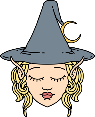 Retro Dövme Biçimi Elf karakteri bir insan tarafından çizilmiş