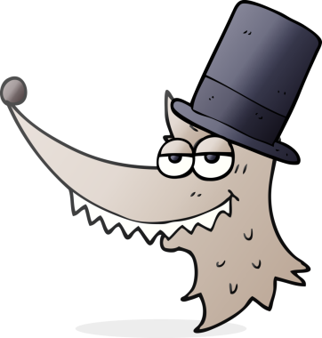 Bir insan tarafından çizilmiş karikatür çizilmiş zengin kurt.