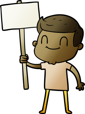 Bir insan tarafından çizilmiş çizgi film dostu bir adam.