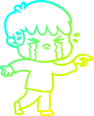 Bir insan tarafından çizilmiş ağlayan çizgi film çocuğu çizimi.