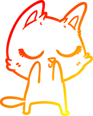 Bir insan tarafından çizilmiş sakin bir çizgi film kedisinin sıcak çizgi çizgisi.