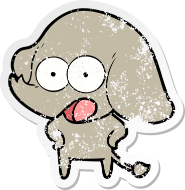 Bir insan tarafından çizilmiş şirin bir filin sıkıntılı çıkartması