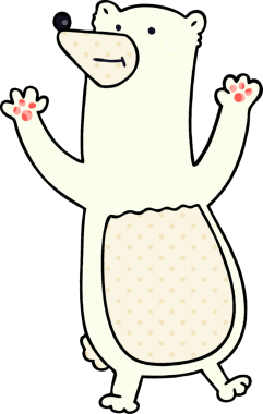 Bir insan tarafından çizilmiş çizgi roman tarzı tuhaf kutup ayısı.