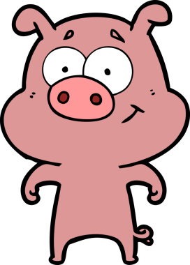 Bir insan tarafından çizilmiş mutlu çizgi film domuzu.