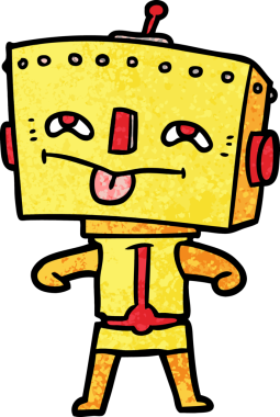 Bir insan tarafından çizilmiş çizgi film robotu