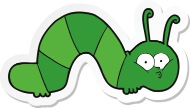 Bir insan tarafından çizilmiş bir tırtılın çıkartması.