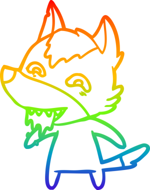 Gökkuşağı gradyan çizgisi insan tarafından çizilmiş aç bir kurt çizgi.