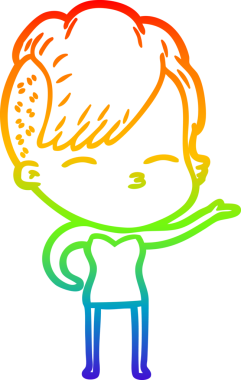 gökkuşağı gradyan çizimi bir çizgi film kızı bir insan tarafından çizilmiş.