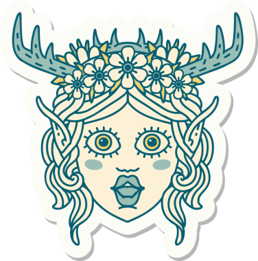 Bir insan tarafından çizilmiş bir Elf Druid karakterinin çıkartması.