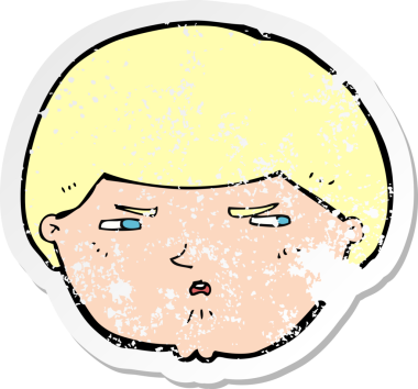 Bir insan tarafından çizilmiş, sıkıntılı bir karikatür çıkartması.