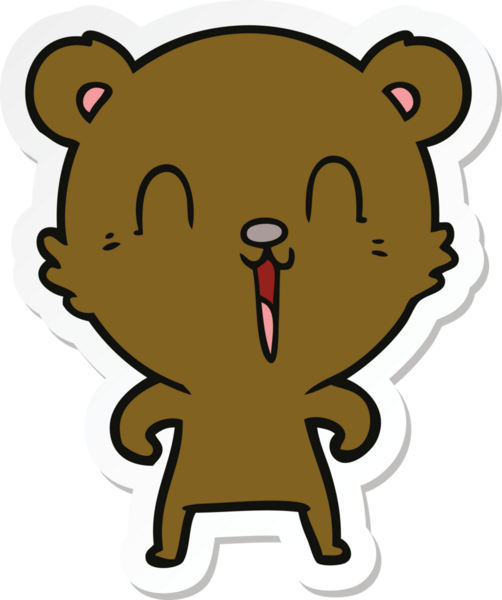 Bir insan tarafından çizilmiş mutlu çizgi film ayısının çıkartması.