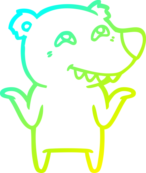 Bir insan tarafından çizilmiş dişleri gösteren bir kutup ayısının soğuk çizgi çizimi.