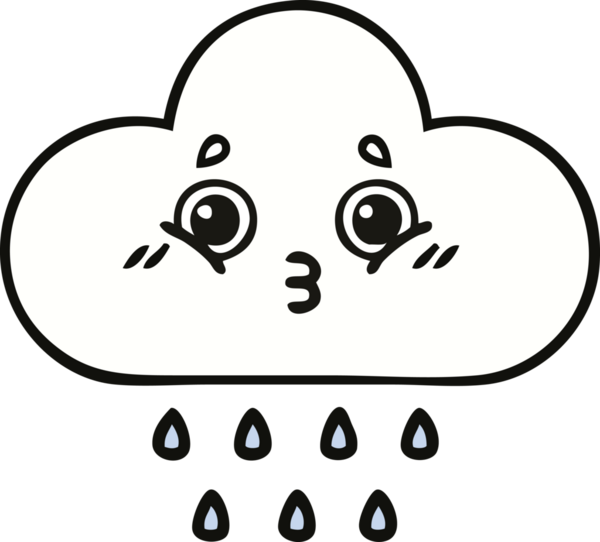 Bir insan tarafından çizilmiş şirin yağmur bulutu karikatürü