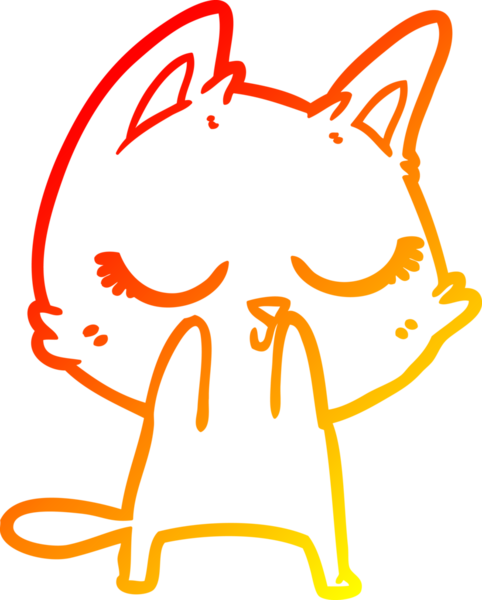 Bir insan tarafından çizilmiş sakin bir çizgi film kedisinin sıcak çizgi çizgisi.